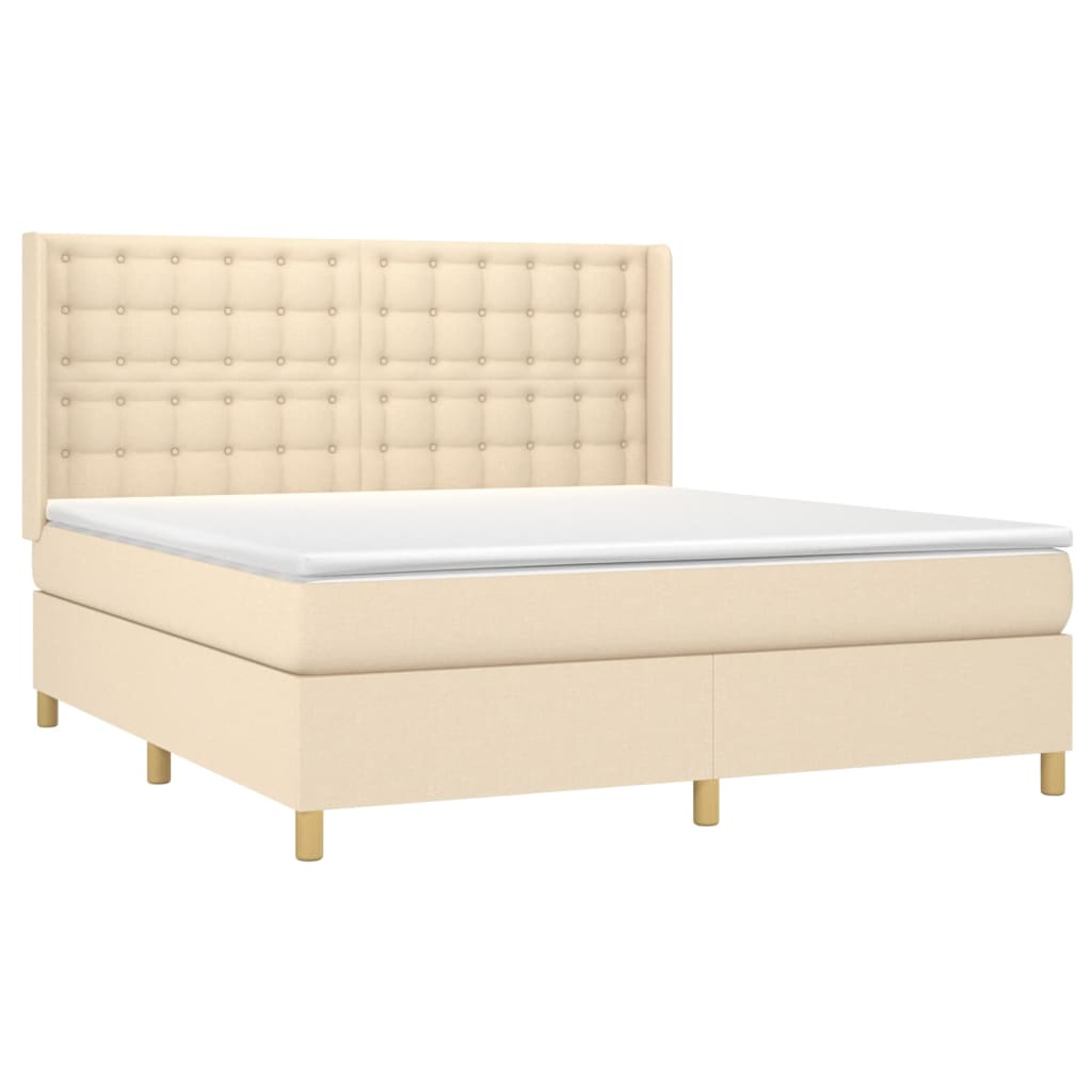 Giroletto a Molle con Materasso Crema 160x200 cm in Tessuto | homemem39