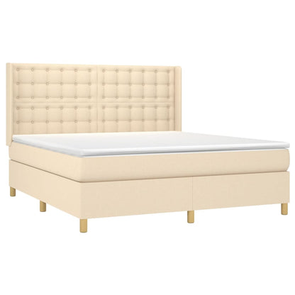 Giroletto a Molle con Materasso Crema 160x200 cm in Tessuto | homemem39