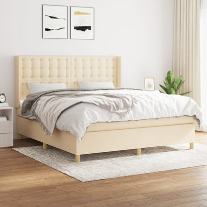 Giroletto a Molle con Materasso Crema 160x200 cm in Tessuto | homemem39