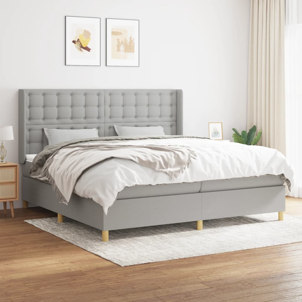 Giroletto a Molle con Materasso Grigio Chiaro 200x200cm Tessuto | homemem39