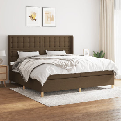Giroletto a Molle con Materasso Marrone Scuro 200x200cm Tessuto | homemem39