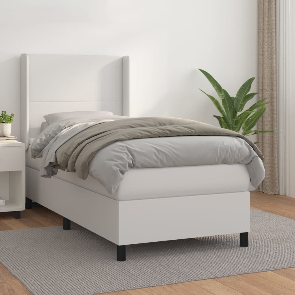 Giroletto a Molle con Materasso Bianco 90x190 cm in Similpelle | homemem39