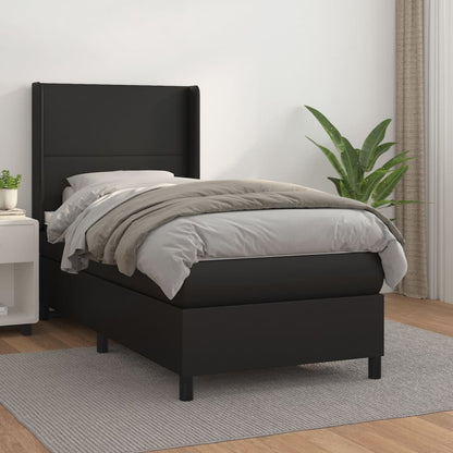 Giroletto a Molle con Materasso Nero 90x200 cm in Similpelle | homemem39