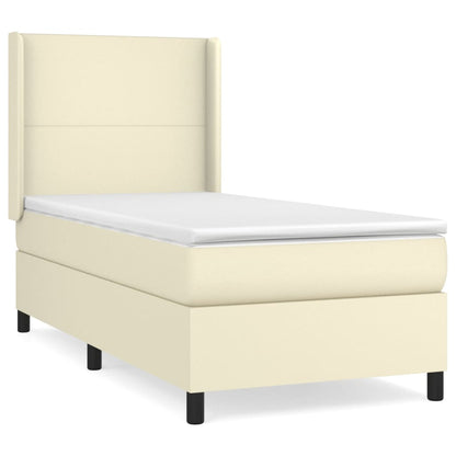 Giroletto a Molle con Materasso Crema 100x200 cm in Similpelle | homemem39