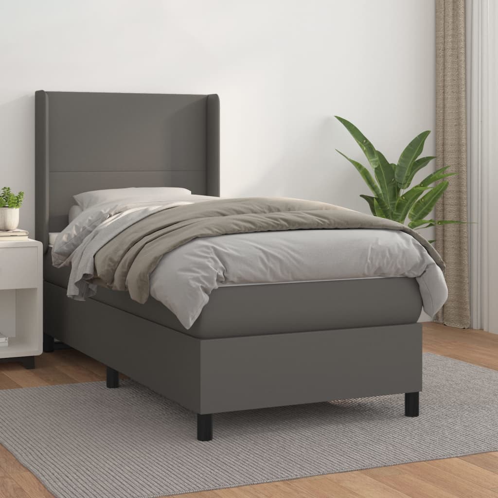 Giroletto a Molle con Materasso Grigio 100x200 cm in Similpelle | homemem39
