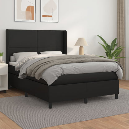 Giroletto a Molle con Materasso Nero 140x190 cm in Similpelle | homemem39
