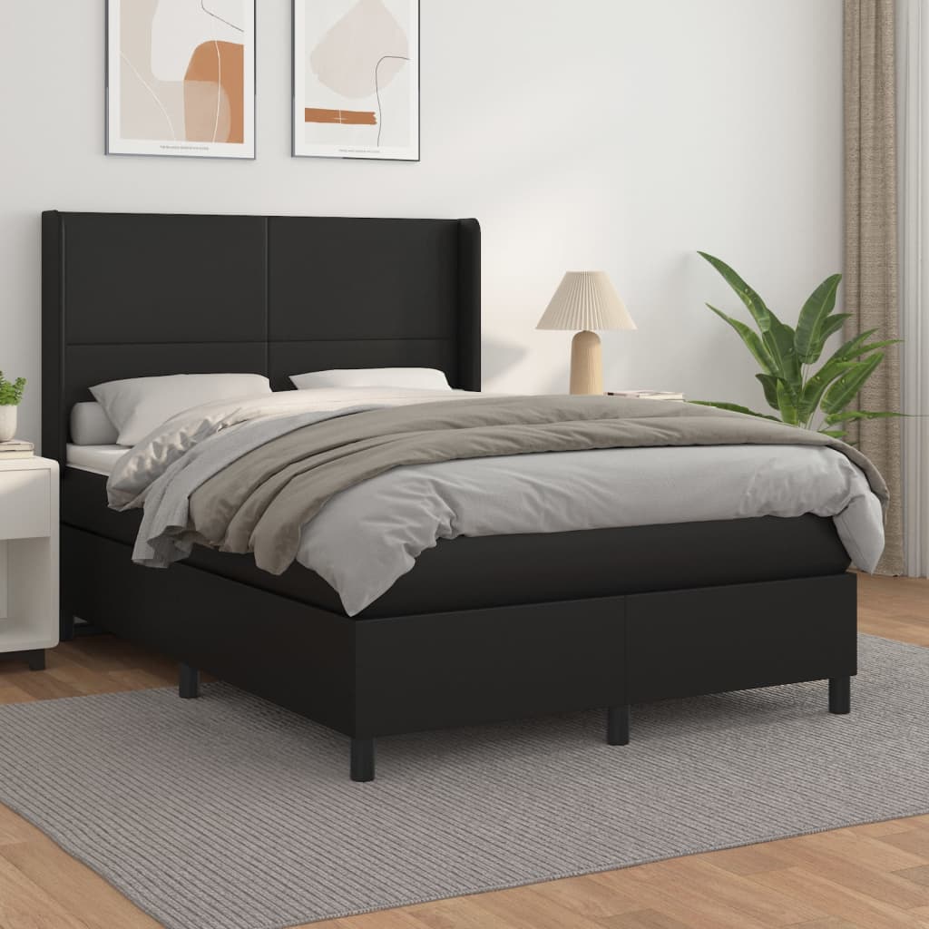 Giroletto a Molle con Materasso Nero 140x200 cm in Similpelle | homemem39
