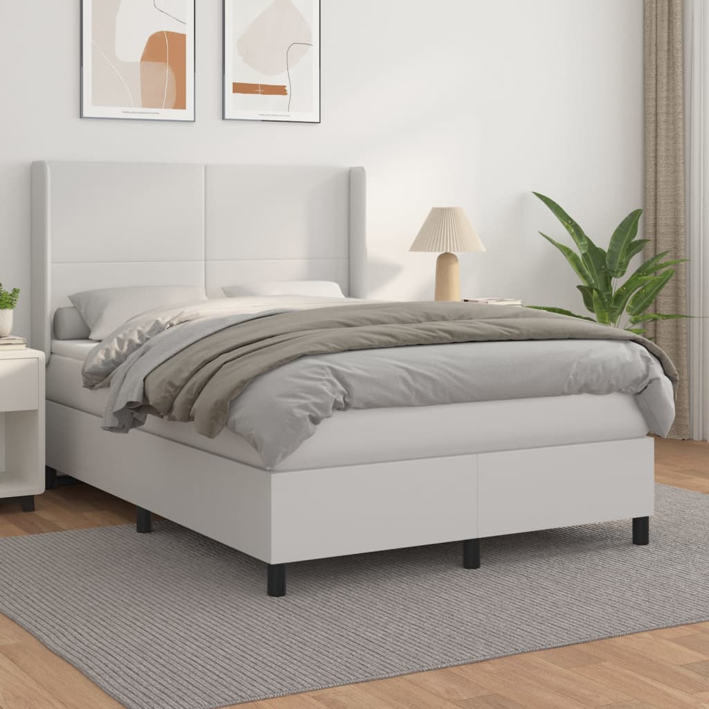 Giroletto a Molle con Materasso Bianco 140x200 cm in Similpelle | homemem39