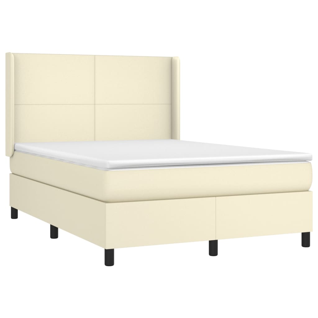 Giroletto a Molle con Materasso Crema 140x200 cm in Similpelle | homemem39