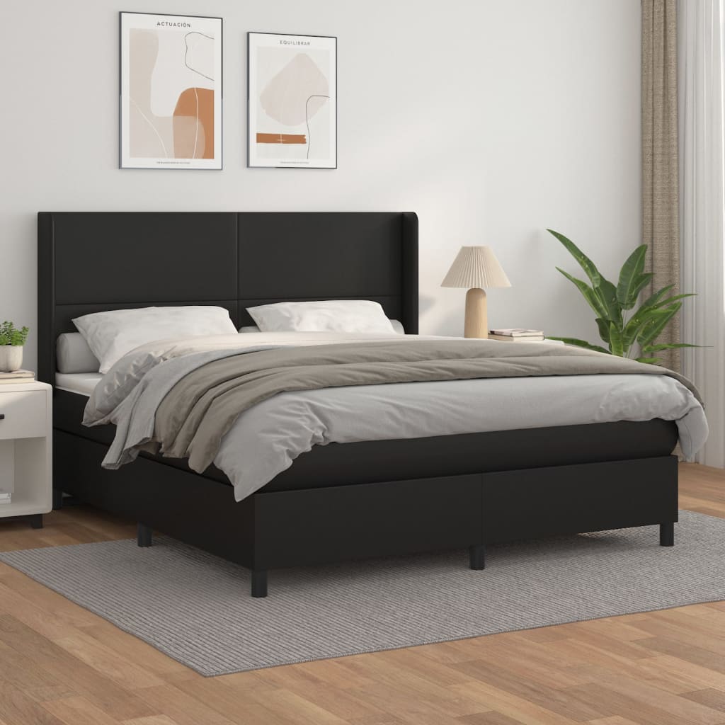 Giroletto a Molle con Materasso Nero 160x200 cm in Similpelle | homemem39