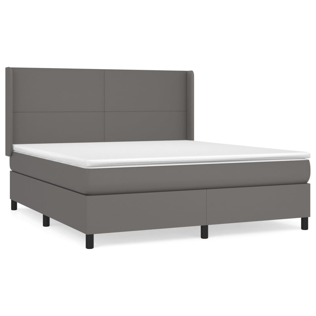 Giroletto a Molle con Materasso Grigio 160x200 cm in Similpelle | homemem39