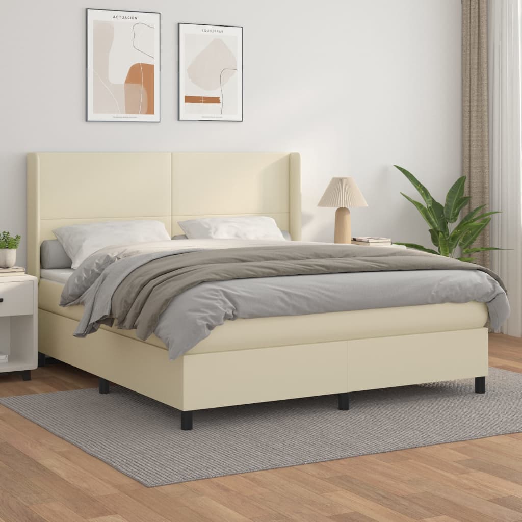 Giroletto a Molle con Materasso Crema 180x200 cm in Similpelle | homemem39