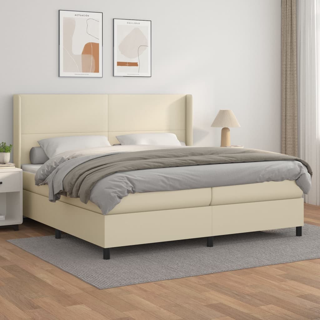 Giroletto a Molle con Materasso Crema 200x200 cm in Similpelle | homemem39