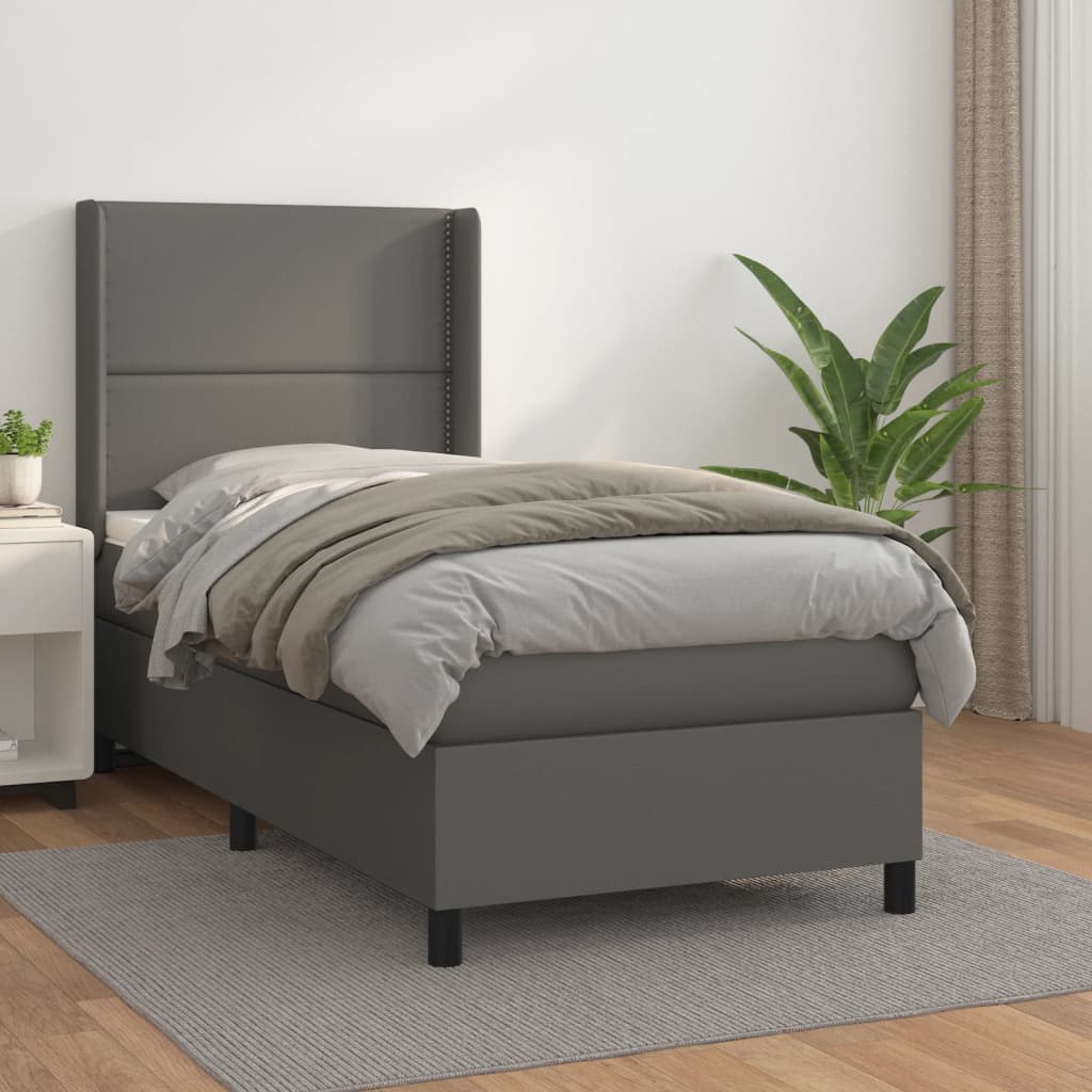 Giroletto a Molle con Materasso Grgio 90x200 cm in Similpelle | homemem39