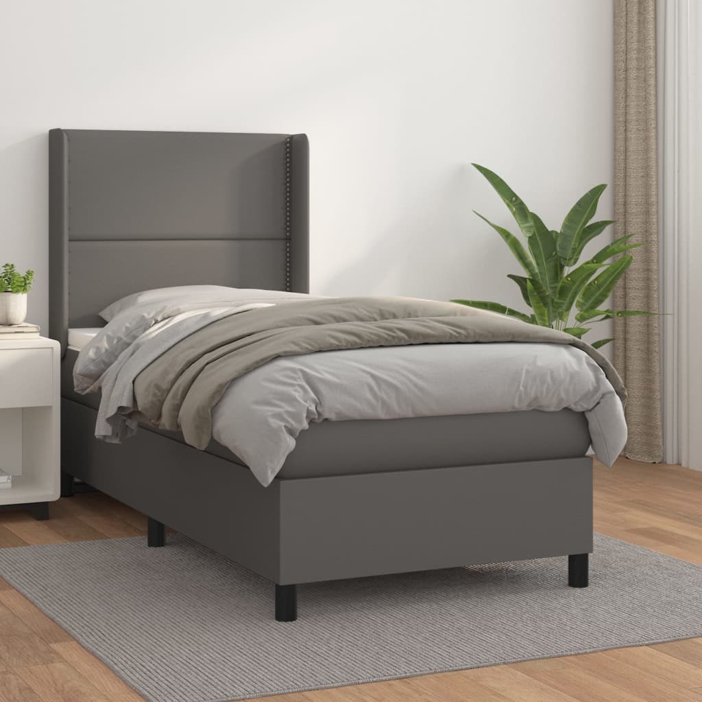 Giroletto a Molle con Materasso Grigio 100x200 cm in Similpelle | homemem39