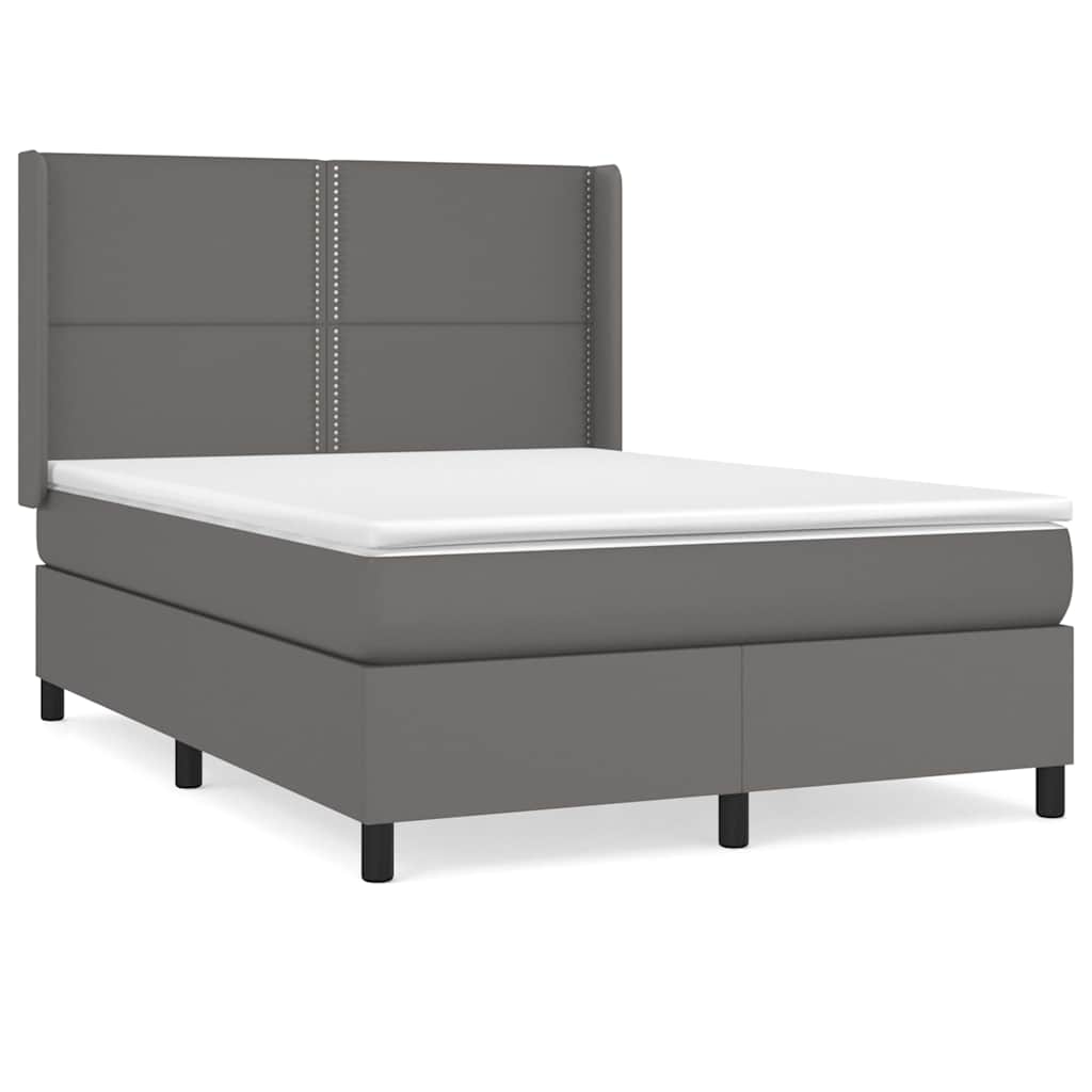 Giroletto a Molle con Materasso Grigio 140x190 cm in Similpelle