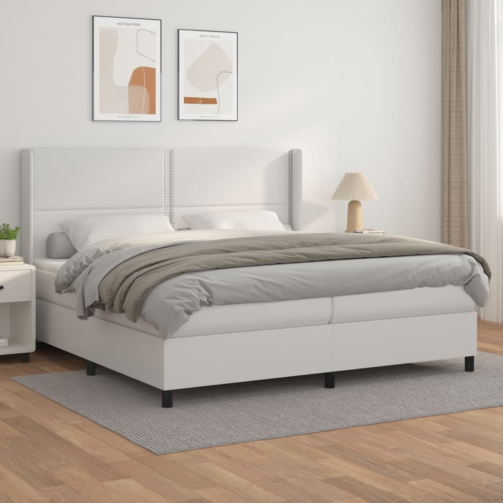 Giroletto a Molle con Materasso Bianco 200x200cm in Similpelle | homemem39