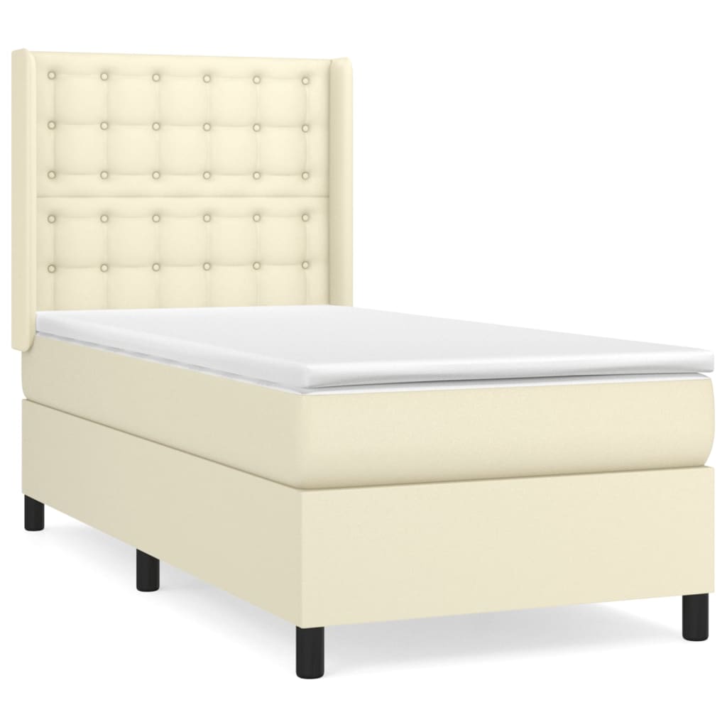 Giroletto a Molle con Materasso Crema 80x200 cm in Similpelle | homemem39