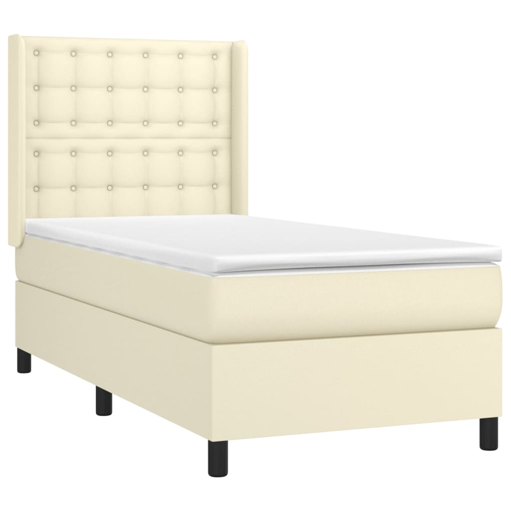 Giroletto a Molle con Materasso Crema 80x200 cm in Similpelle | homemem39