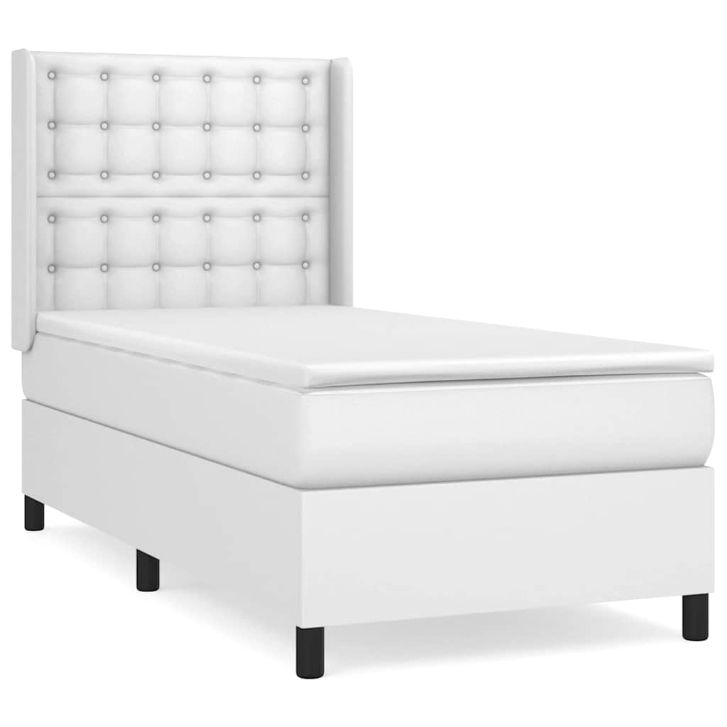 Giroletto a Molle con Materasso Bianco 90x200 cm in Similpelle