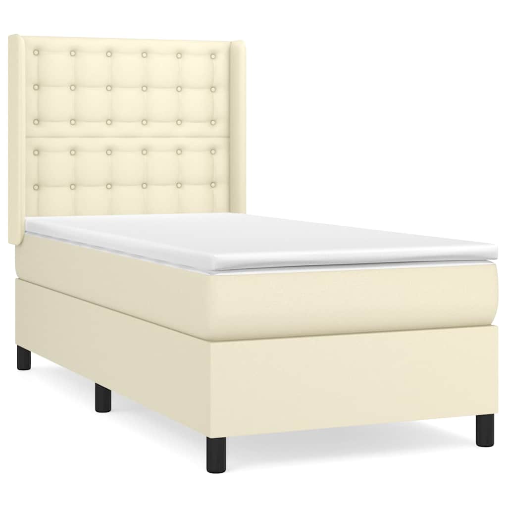 Giroletto a Molle con Materasso Crema 90x200 cm in Similpelle