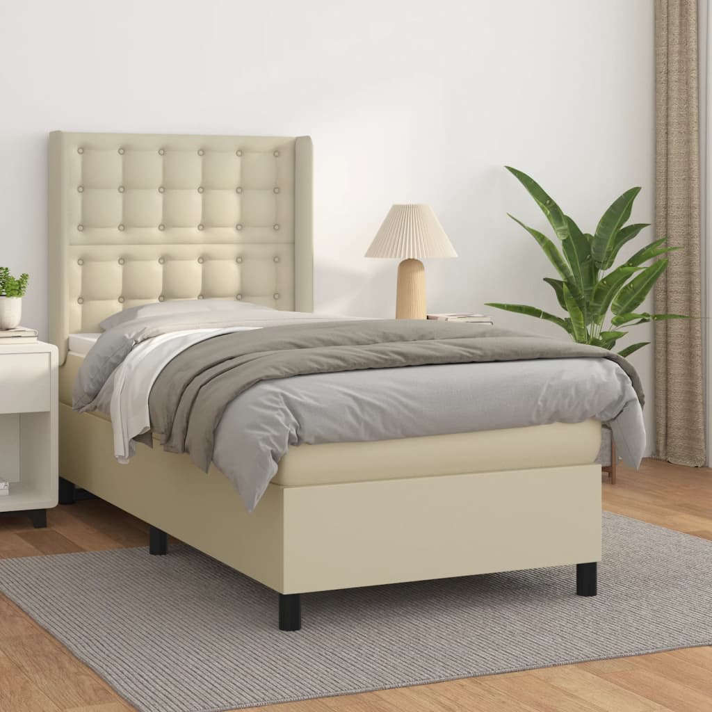 Giroletto a Molle con Materasso Crema 90x200 cm in Similpelle | homemem39