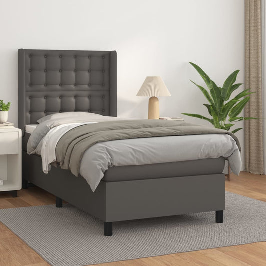 Giroletto a Molle con Materasso Grigio 100x200 cm in Similpelle | homemem39
