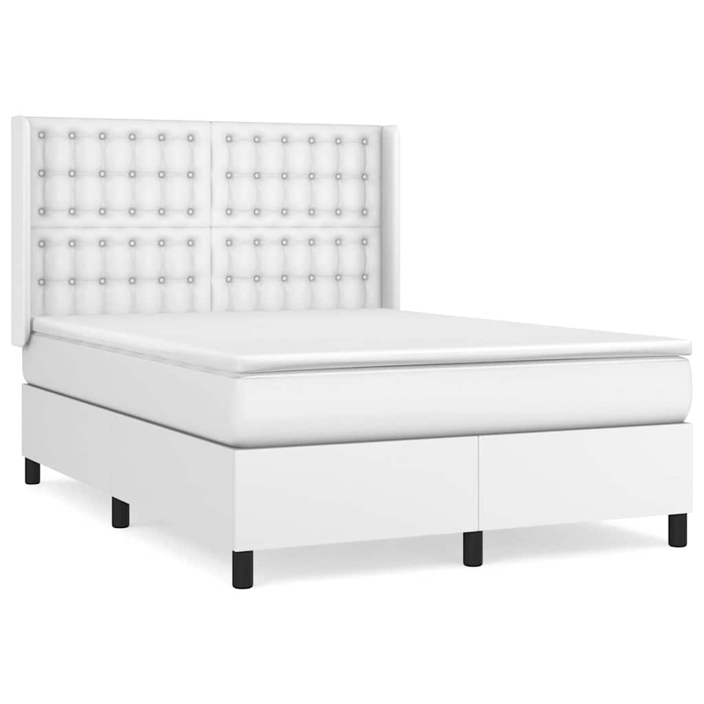 Giroletto a Molle con Materasso Bianco 140x190 cm in Similpelle