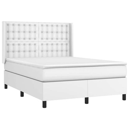 Giroletto a Molle con Materasso Bianco 140x190 cm in Similpelle
