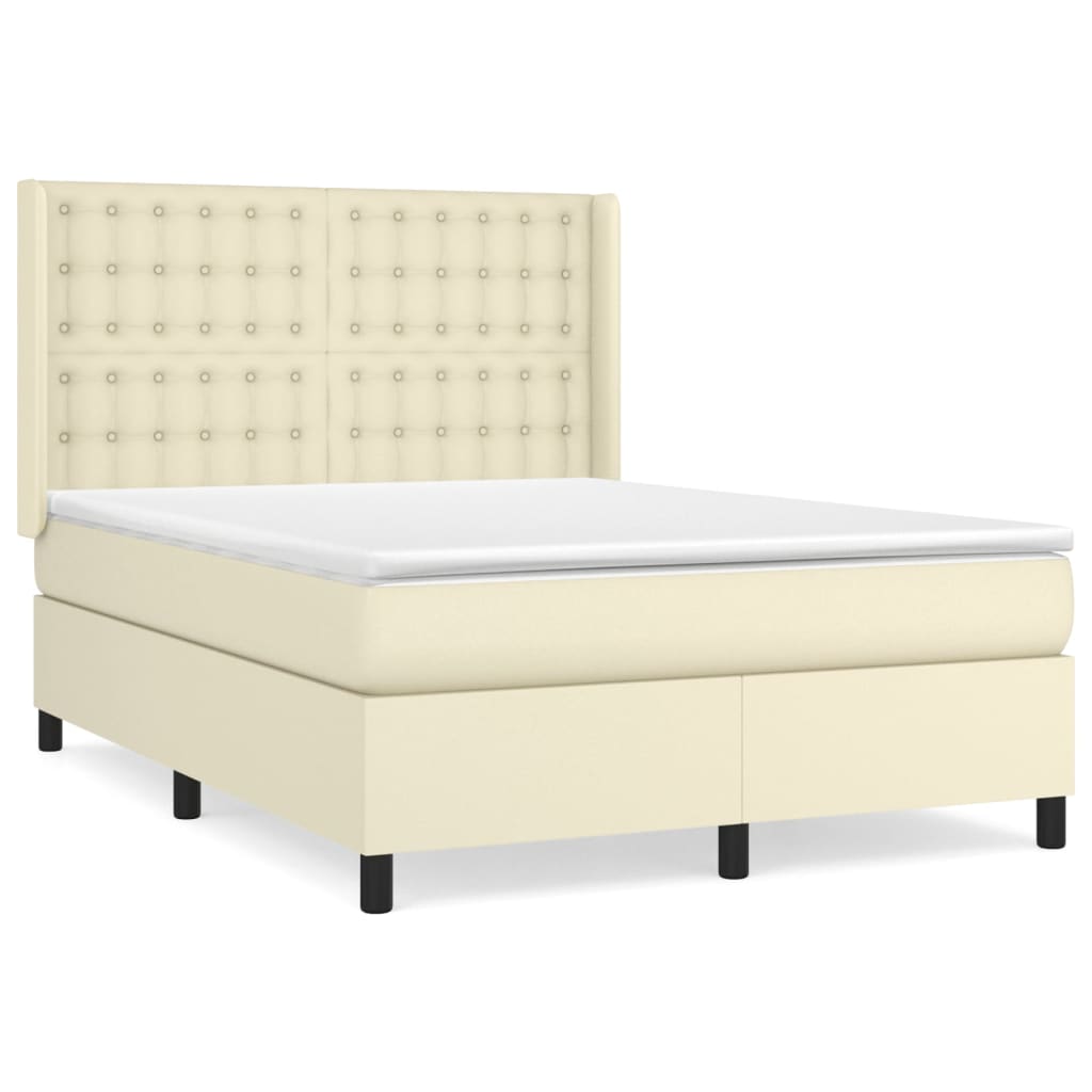 Giroletto a Molle con Materasso Crema 140x190 cm in Similpelle