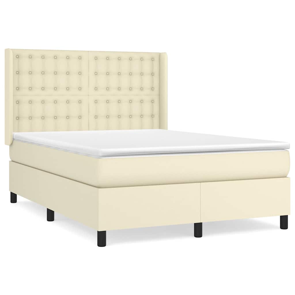 Giroletto a Molle con Materasso Crema 140x190 cm in Similpelle
