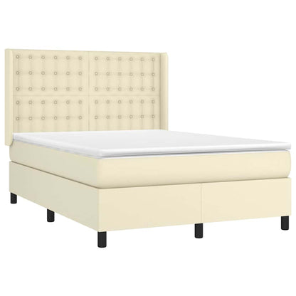 Giroletto a Molle con Materasso Crema 140x190 cm in Similpelle