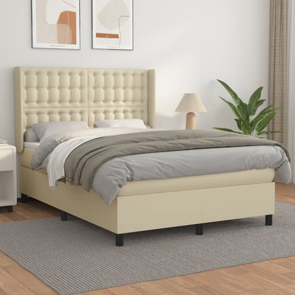 Giroletto a Molle con Materasso Crema 140x190 cm in Similpelle