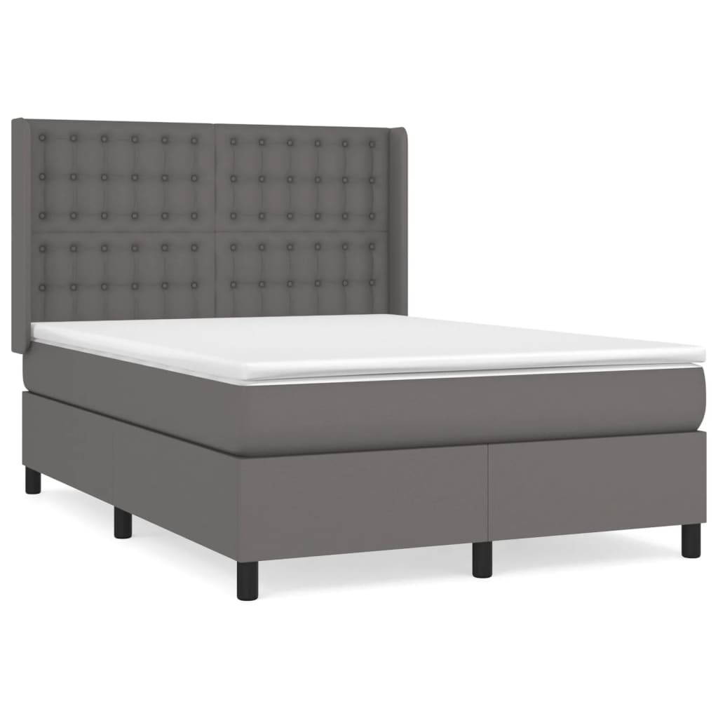 Giroletto a Molle con Materasso Grigio 140x200 cm in Similpelle | homemem39