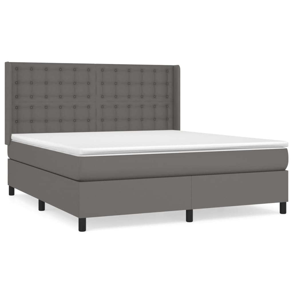 Giroletto a Molle con Materasso Grigio 160x200 cm in Similpelle | homemem39