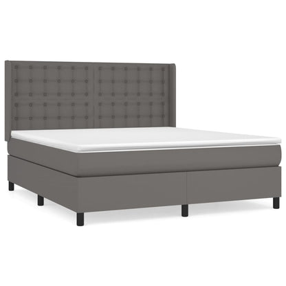 Giroletto a Molle con Materasso Grigio 160x200 cm in Similpelle | homemem39