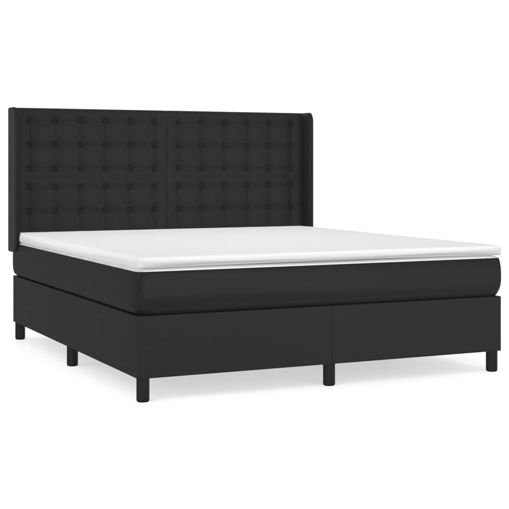 Giroletto a Molle con Materasso Nero 180x200 cm in Similpelle | homemem39