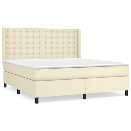 Giroletto a Molle con Materasso Crema 180x200 cm in Similpelle | homemem39