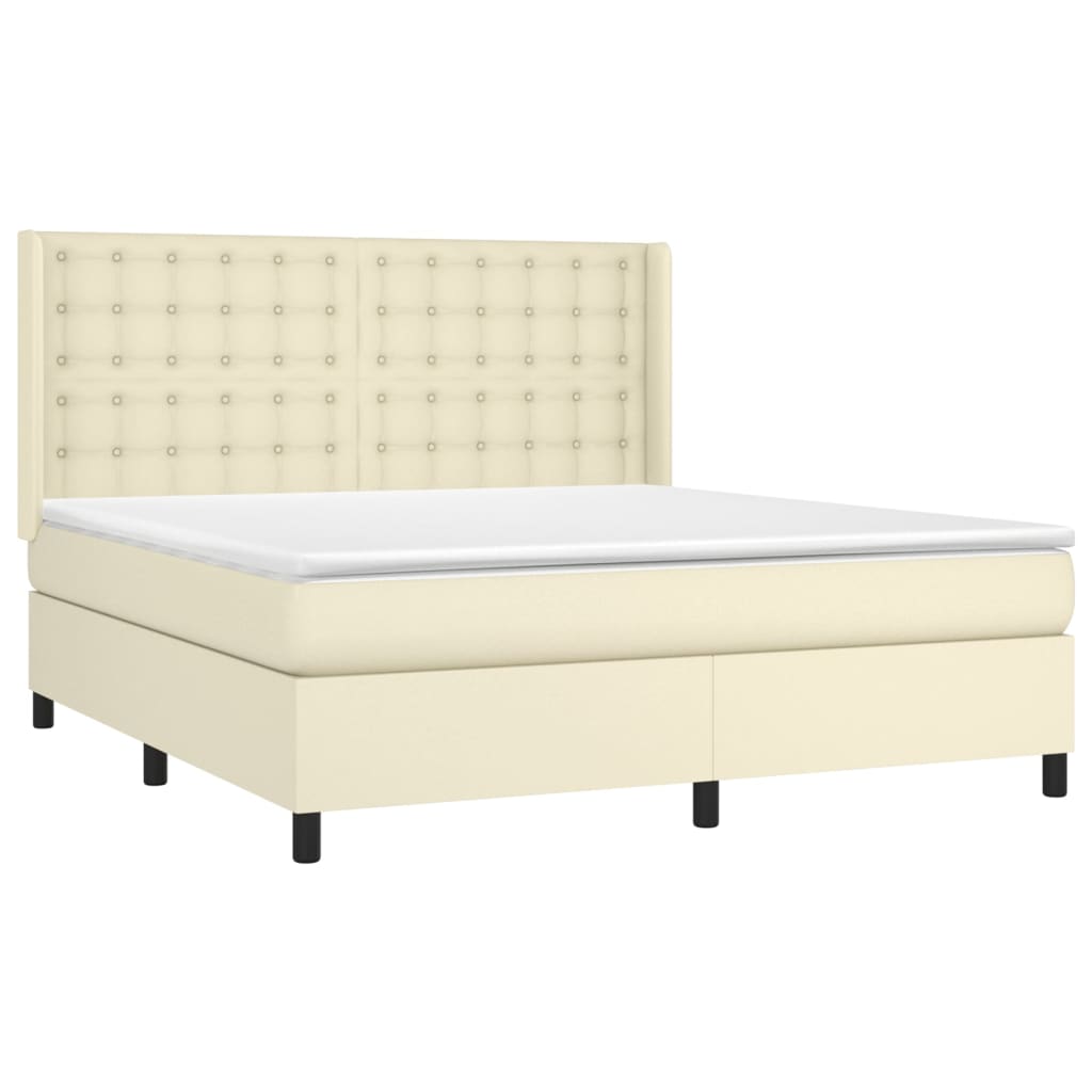 Giroletto a Molle con Materasso Crema 180x200 cm in Similpelle | homemem39