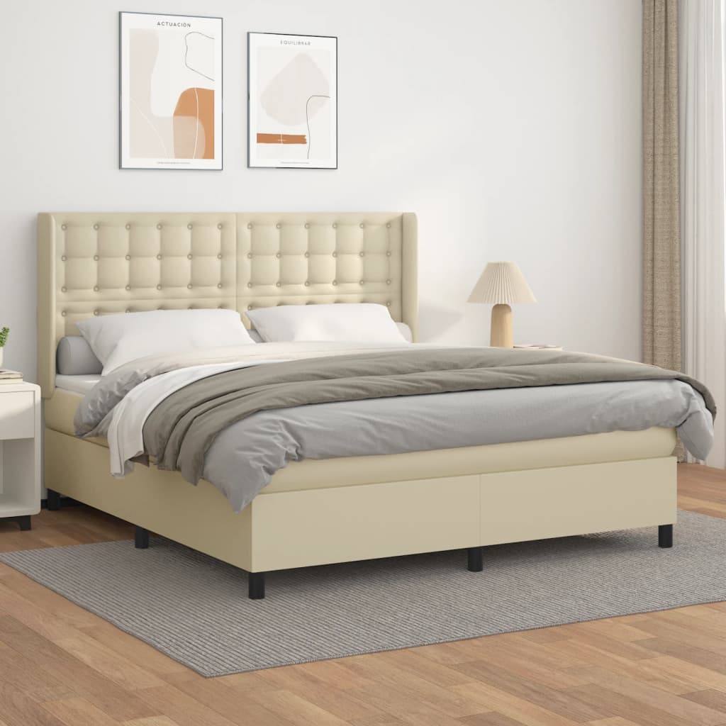 Giroletto a Molle con Materasso Crema 180x200 cm in Similpelle | homemem39