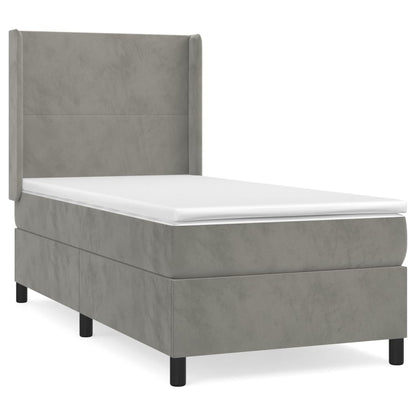 Giroletto a Molle con Materasso Grigio Chiaro 80x200 cm Velluto | homemem39