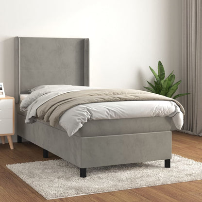 Giroletto a Molle con Materasso Grigio Chiaro 90x190 cm Velluto | homemem39