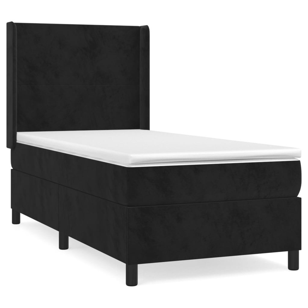 Giroletto a Molle con Materasso Nero 90x190 cm in Velluto | homemem39