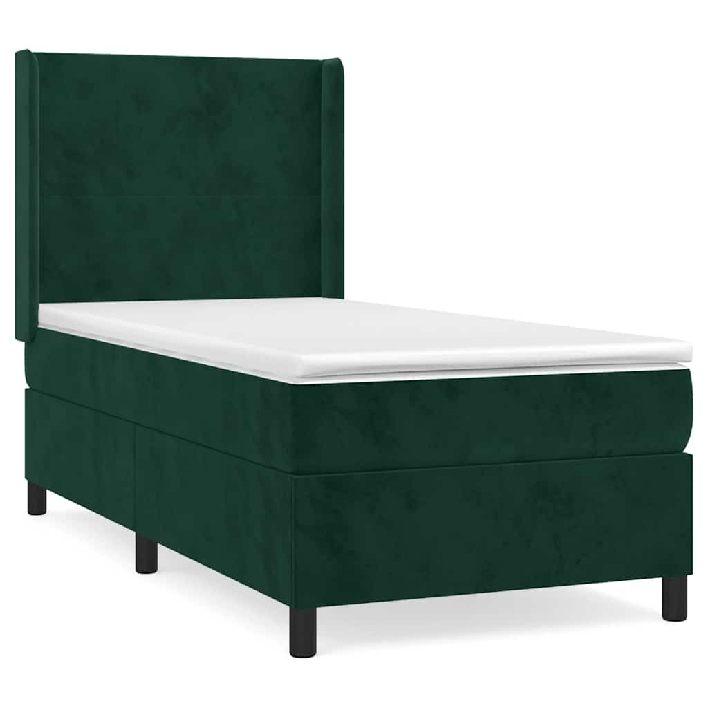 Giroletto a Molle con Materasso Verde Scuro 90x190 cm Velluto | homemem39