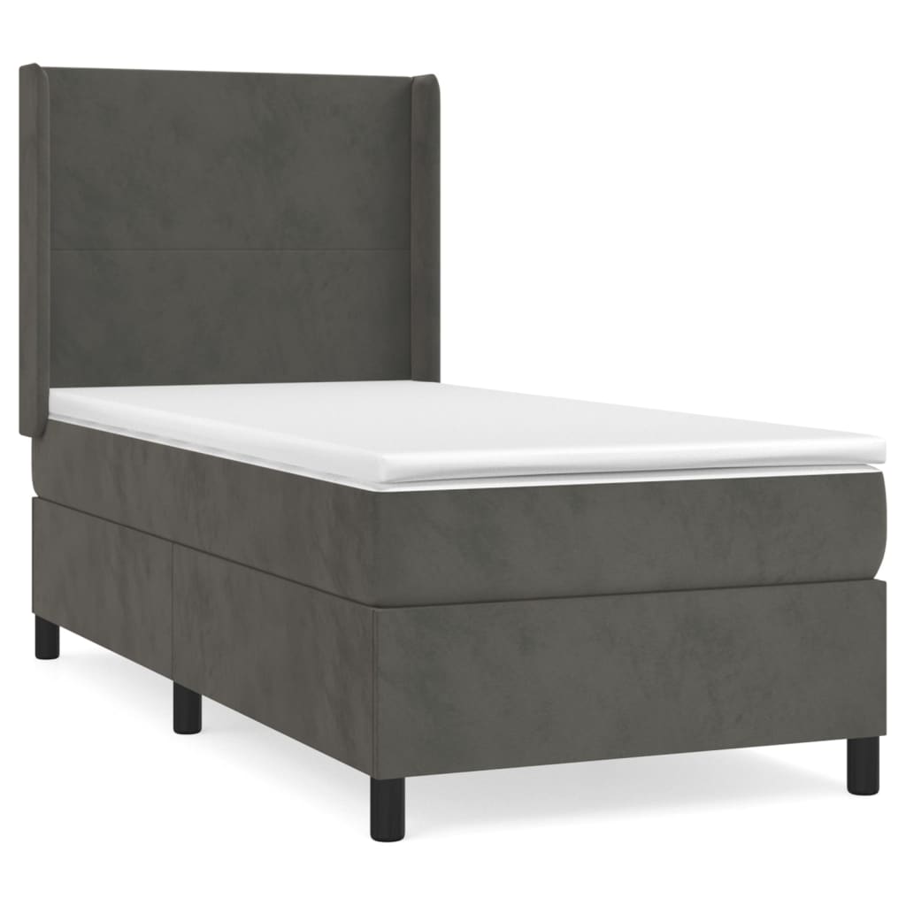 Giroletto a Molle con Materasso Grigio Scuro 90x200 cm Velluto | homemem39