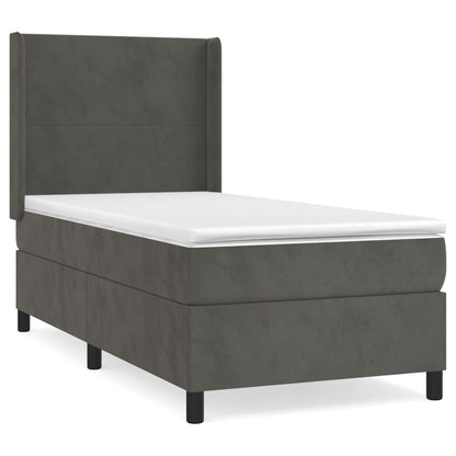 Giroletto a Molle con Materasso Grigio Scuro 90x200 cm Velluto | homemem39