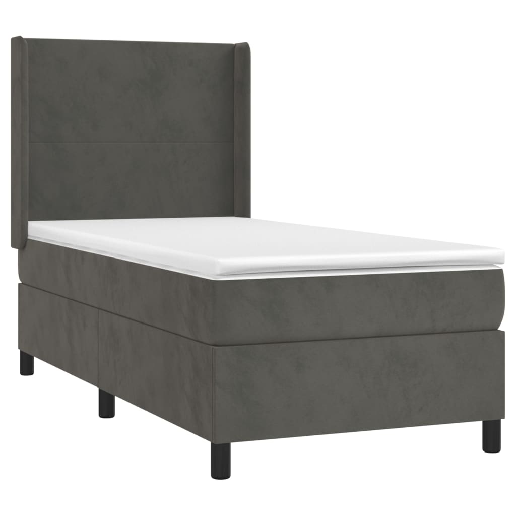 Giroletto a Molle con Materasso Grigio Scuro 90x200 cm Velluto | homemem39