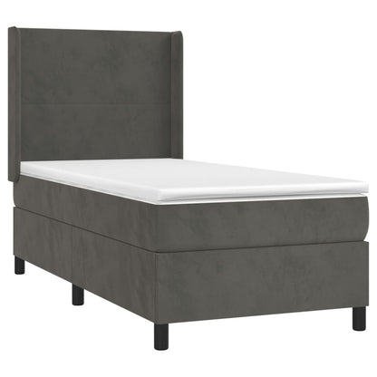 Giroletto a Molle con Materasso Grigio Scuro 90x200 cm Velluto | homemem39