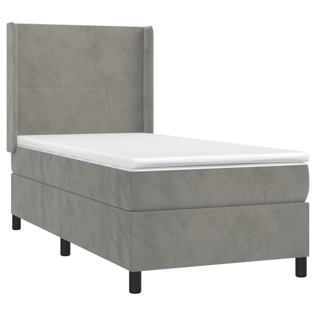 Giroletto a Molle con Materasso Grigio Chiaro 100x200cm Velluto | homemem39