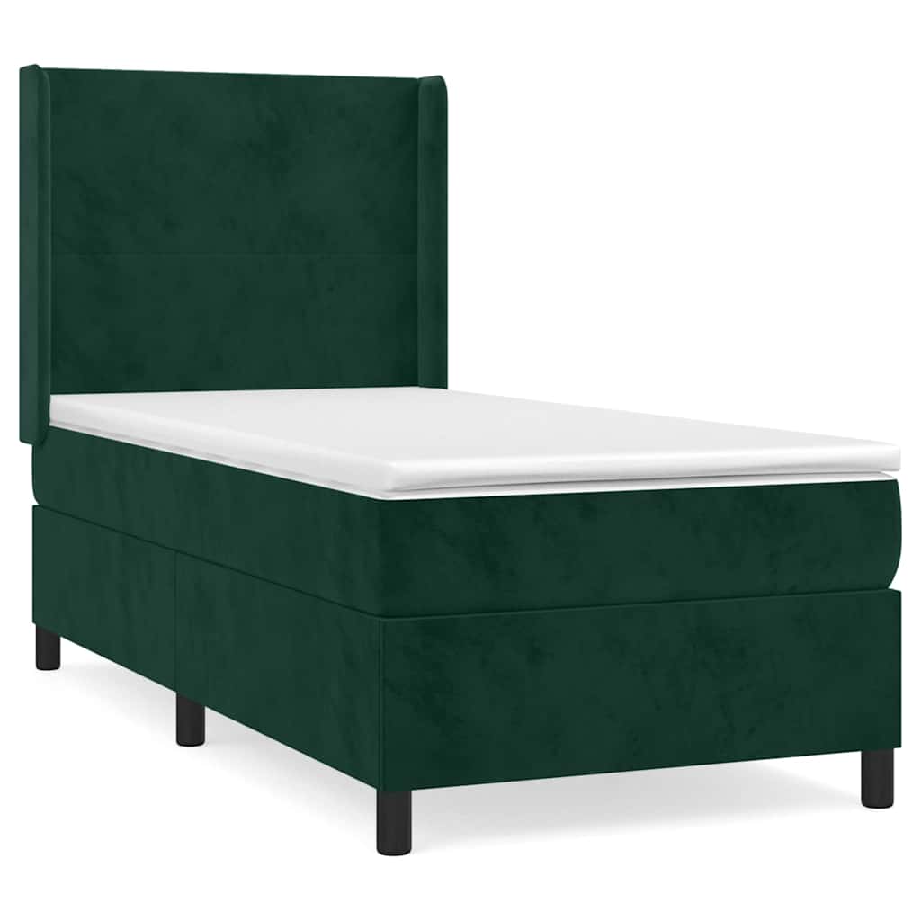 Giroletto a Molle con Materasso Verde Scuro 100x200 cm Velluto | homemem39